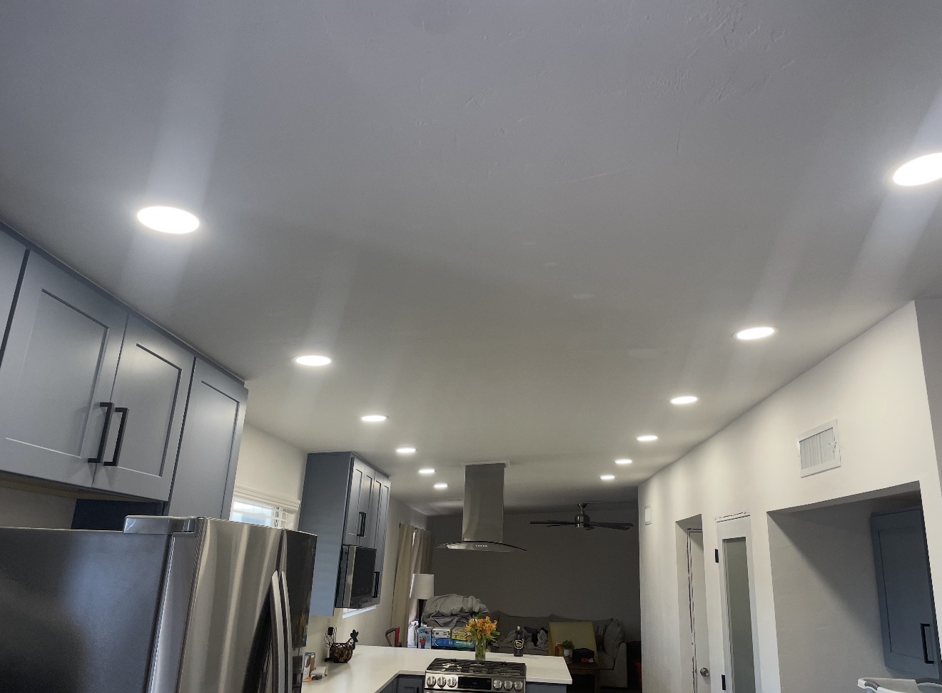 Recessed LED kitchen lighting installation